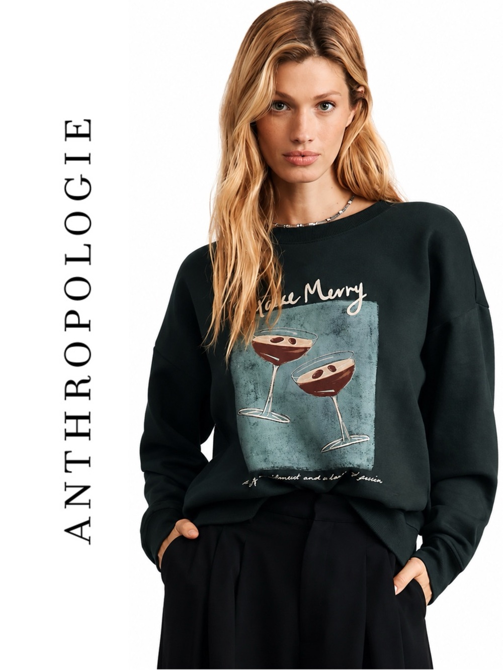 Anthropologie Maeve x Natalia Bagniewska Cocktail Sweatshirt